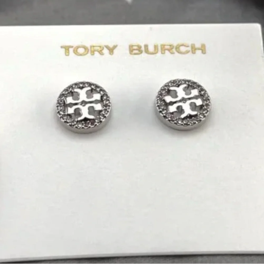 Tory Burch Miller Pave'Stud Earrings - Picture 2 of 9